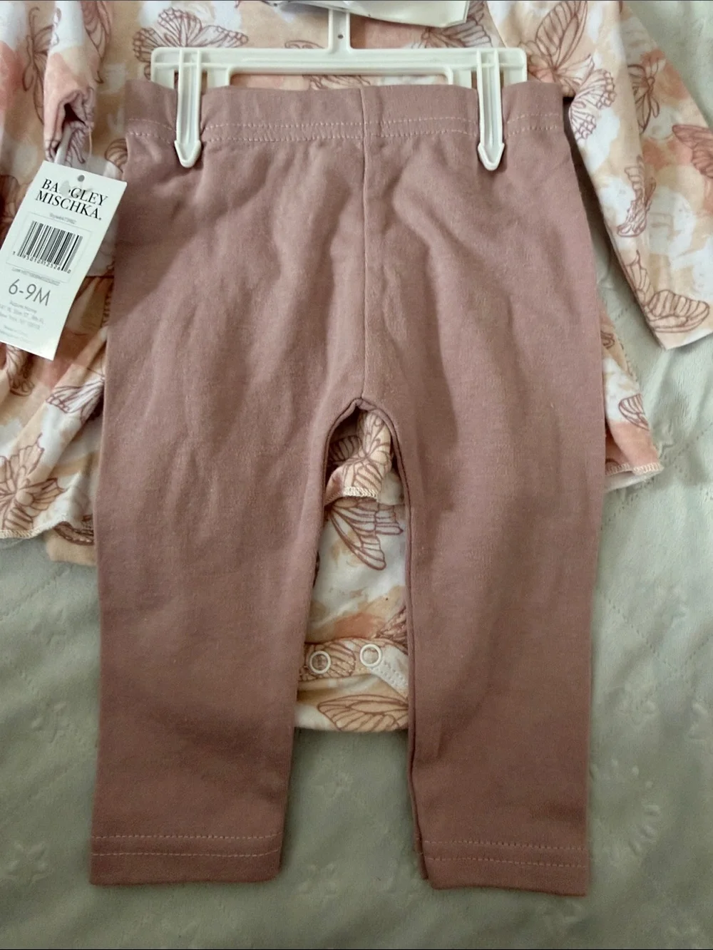 Badgley Mischka baby girl butterfly Tunic with Rose Leggings & Bows 6-9 months - Picture 3 of 6